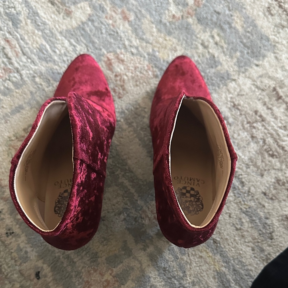 Vince Camuto Burgundy Velvet Ankle Booties
